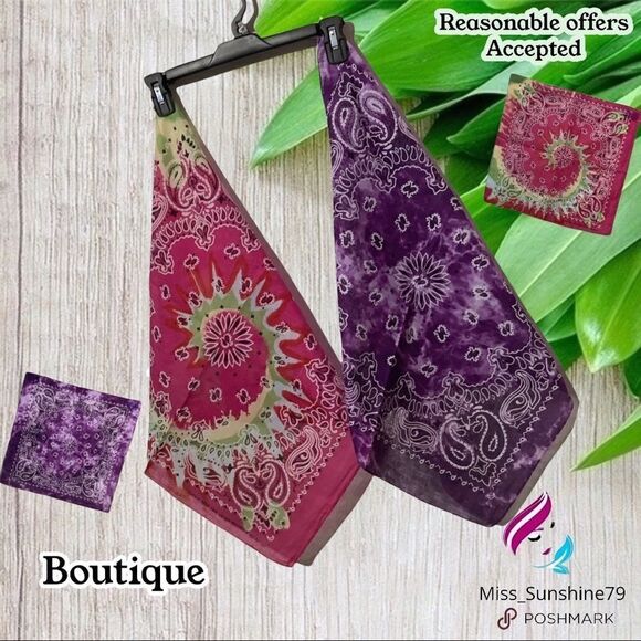 Boutique NEW 2 pack bandanas boho dye print party - Picture 1 of 2